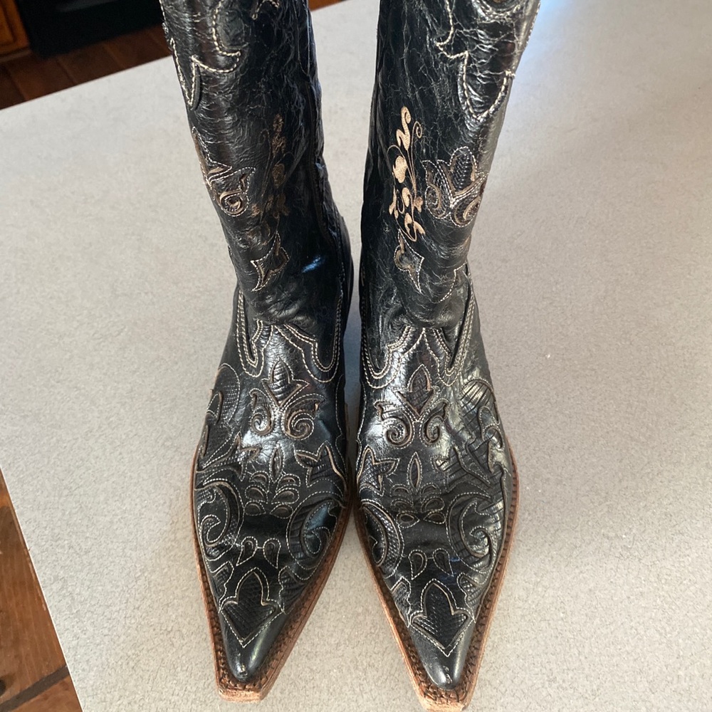 Corral Black Vintage Lizard Inlay Boots Size 8
